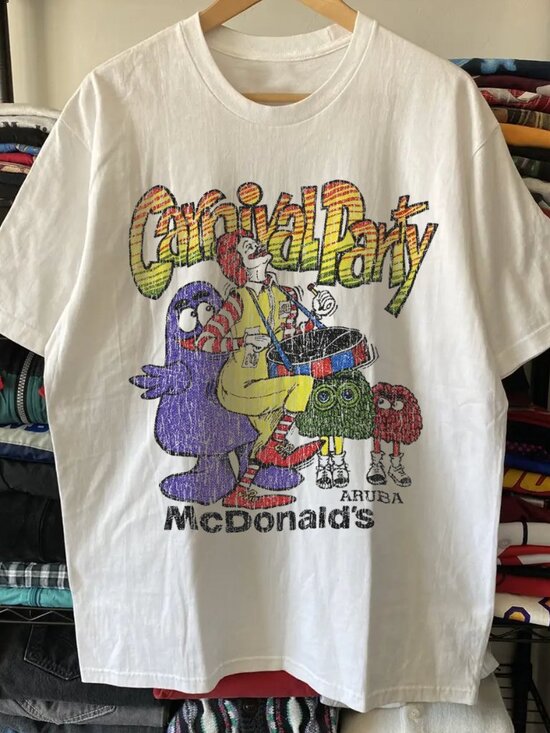 George P Other - Rare 87 McDonalds Carnival Party Washed White Tee